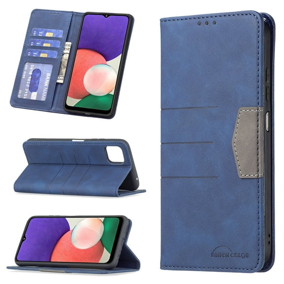 for Samsung Galaxy A42 5G Case, Flip Folio Wallet Cover Slim Premium PU Leather Case ID Credit Card Slots Stand Kickstand Holder Closure TPU Shockproof Phone Case for Samsung Galaxy A42 5G,Blue