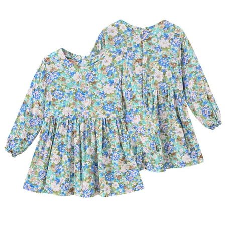

YTDSCS 1-7T Girls Spring Fall Princess Dress for Toddler Kids Printed Long-Sleeved Casual Dress Cotton Sundress
