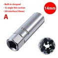 thumbnail image 1 of Llave de vaso para bujías de coche de 14 mm, 12 puntas, pared delgada, manguito de accionamiento de 3/8", magnética, U8Q0, 1 of 7