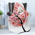 thumbnail image 4 of Animal Soft Flannel Fleece Blanket, Birds in Tree Flirting Greeting in the Nature Romance Relationship Season Print, Cozy Plush for Indoor and Outdoor Use, 50" x 60", Red White Black, by Ambesonne, 4 of 5