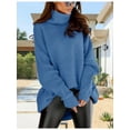 thumbnail image 5 of Autumn Winter Women's Casual Loose Knit Top Turtleneck Oversized Bat Sleeves Thick Pullover, 5 of 5