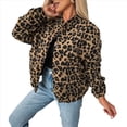 thumbnail image 1 of Abrigo de Lana con Estampado de Leopardo para Mujer, Chaqueta con Cuello Alto y Botones, con Bolsillos Estampado de Leopardo S, 1 of 10