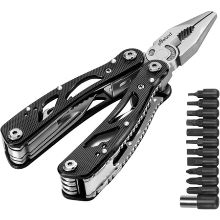 Multitool Pliers Set Stainless Steel Screwdriver Tool with 11 Screwdriver Bits Black