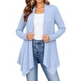 thumbnail image 5 of Hzzrkos Women's Lightweight Open Front Cardigan Long Sleeve Drape Front Knit Sweater Casual Loose Fit Layering Cardigan Outerwear for Office Daily Wear Light Blue S, 5 of 6