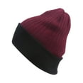 thumbnail image 3 of Top Headwear Cable Knit Long Winter Beanie - Burgundy/Black, 3 of 5