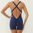 thumbnail image 7 of Women's Cross Back Workout Exercise Yoga Jumpsuit Shorts Bodysuit One Piece Scoop Neck Backless Jumpsuits Slim Fit (S, Navy), 7 of 7