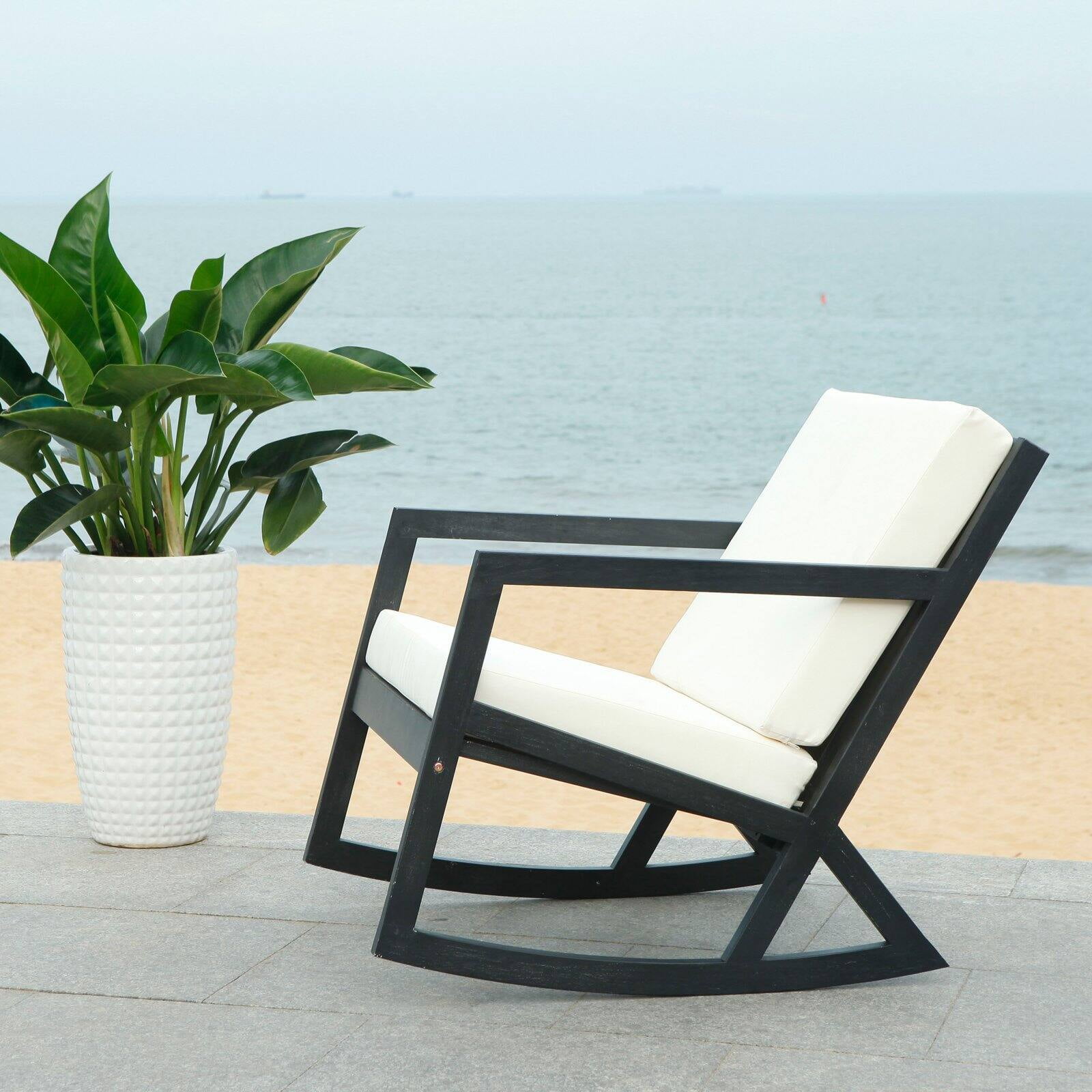 Safavieh Vernon Indoor Outdoor Modern Rocking Chair with Cushion