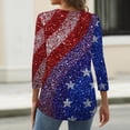 thumbnail image 6 of Women's Patriotic Star Print 250th Anniversary USA Shirt V-Neck Button 3/4 Sleeve T-Shirt, 6 of 6
