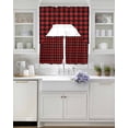 thumbnail image 3 of Black Red Plaid Swag Kitchen Curtains Sets for Windows 24 Inch Length, Vintage Rustic Buffalo Checked Gingham Short Window Curtain Panels Swags Valances and Tiers 3 Piece Set for Cafe/Dining Room, 3 of 5