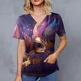thumbnail image 4 of Mardi Gras Scrub Tops for Women Mask Print V Neck Sparkly Scrubs Sequins Carnival Short Sleeve Gold Uniform with Pockets Rose Gold 3XL, 4 of 4