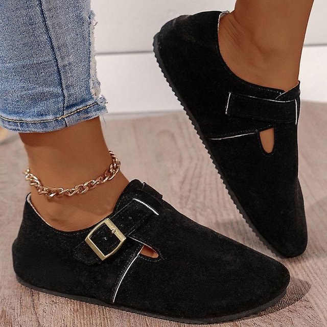 Mocasines de talla grande con hebilla y punta redonda para mujer recién llegados