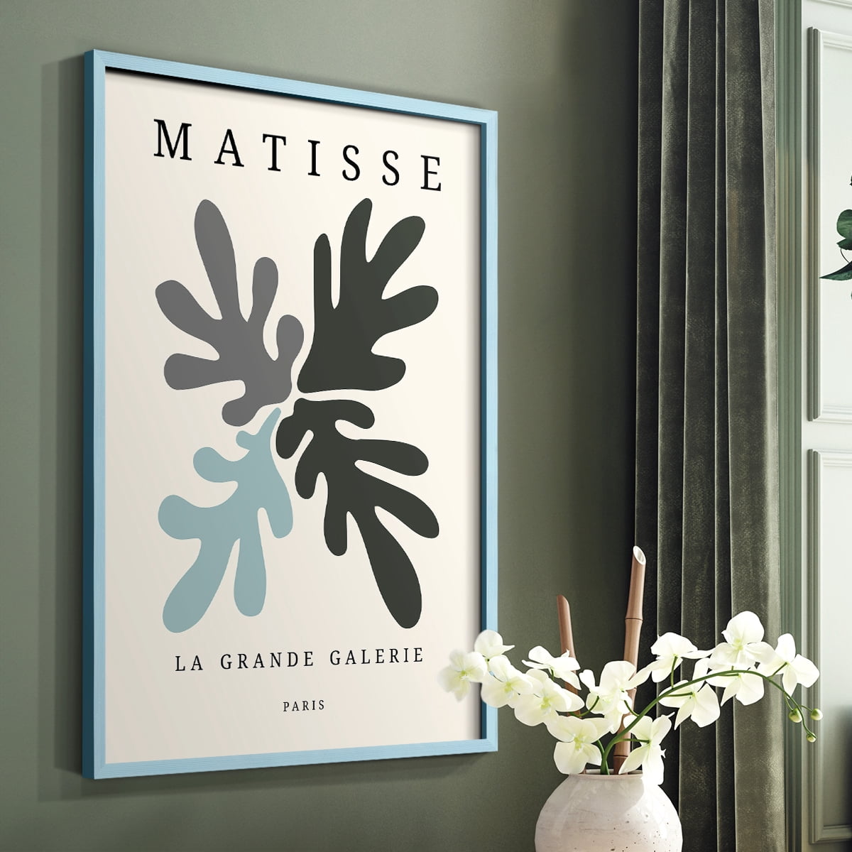 Matisse CCCLXXXIII in Blue Solid Wood 22 x 28 Framed Print