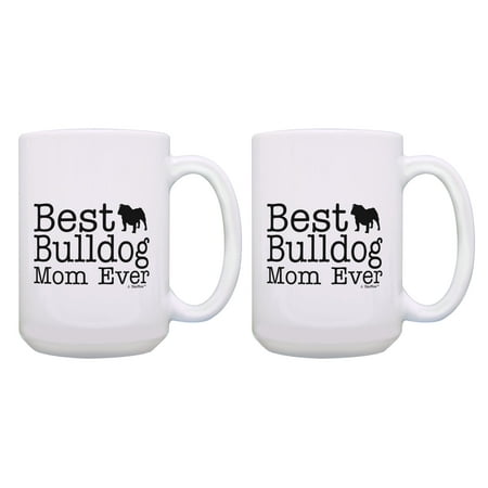 

ThisWear Cute Bulldog Mug Set Best Bulldog Mom Ever Coffee Mug 2 Pack 15oz Coffee Mugs