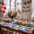 thumbnail image 5 of Navy Blue Striped Round 13 Inch Placemats Set of 2, Blue Anchor Nautical Farmhouse HeatResistant Non Slip Place Mats for Dining Table, Wipeable Braided Kitchen Table Mats for Housewarming, 5 of 9
