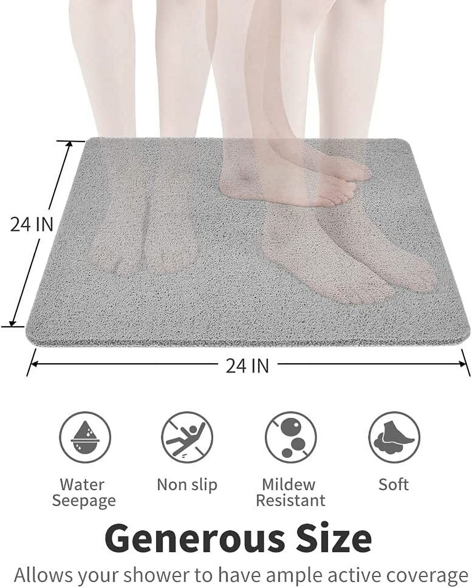 Extra Large Shower Mats Non Slip Without Suction Cups, 23.6 - 47.2 Inch,  Bath Mat for Textured Tub Surface, Loofah Mats for Shower and Bathroom,  Quick