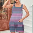 thumbnail image 2 of Lenpel Rompers for Women Sleeveless Scoop Neck Tie Knot Strap Striped Casual Jumpsuits Loose Overall Shorts with Pockets, 2 of 5
