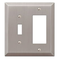 Amerelle 2-Gang Stamped Steel Single Toggle/Rocker Wall Plate, Brushed Nickel