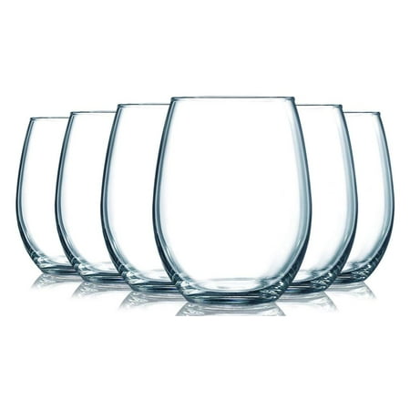 

TableTop King 15 oz Wine Glasses Stemless Style Clear Accent Clear Set of 6