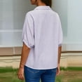 thumbnail image 6 of Olyvenn Womens V Neck Striped Blouse Oversized Dolman Sleeve Tops Summer Casual Loose Fit Casual Collared Shirts Purple M, 6 of 6