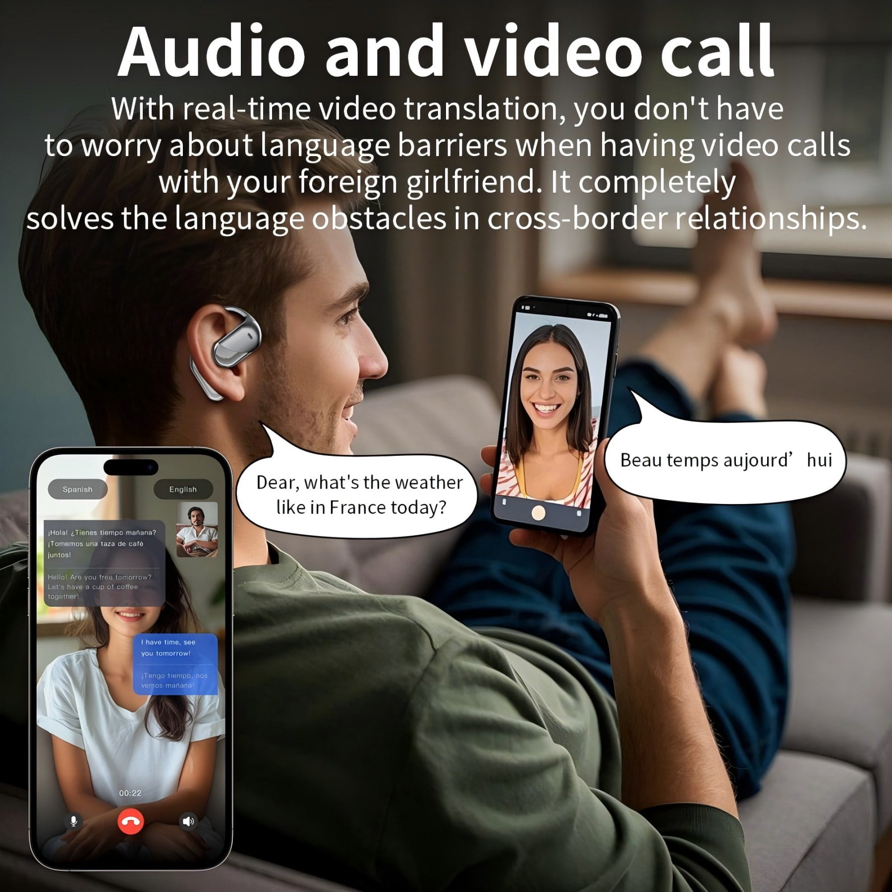 144 Languages AI Real-Time Translation Wireless Earbuds - 60H Playtime, Bluetooth 5.4 Open Ear 4-in-1 Translator for Business & Learning OWS Earphone