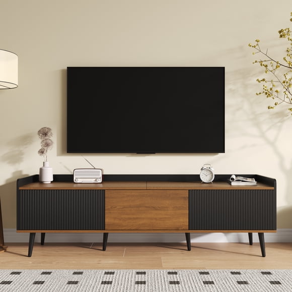 MODERNLUXE 63" TV Stand for TVs up to 70", Entertainment Center TV Media Console Table with Storage Cabinet for Living Room,Black