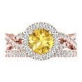 thumbnail image 2 of Clara Pucci 14K Rose Gold 1.795 Natural Citrine Engraveable Engagement Ring + Wedding Band Set, 2 of 7