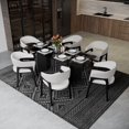 thumbnail image 3 of LeisureMod Leather Dining Arm Chair with Rubberwood Legs and U-Shaped Open Back Design Accent Kitchen Chair for Modern Home Cali Collection, White, 3 of 12