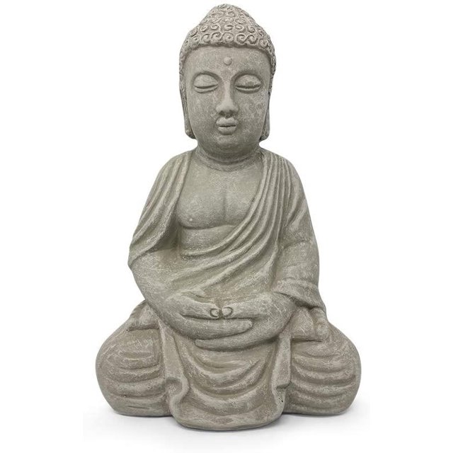 Estatua de Buda, 33 cm cerámica Hecha a Mano gris