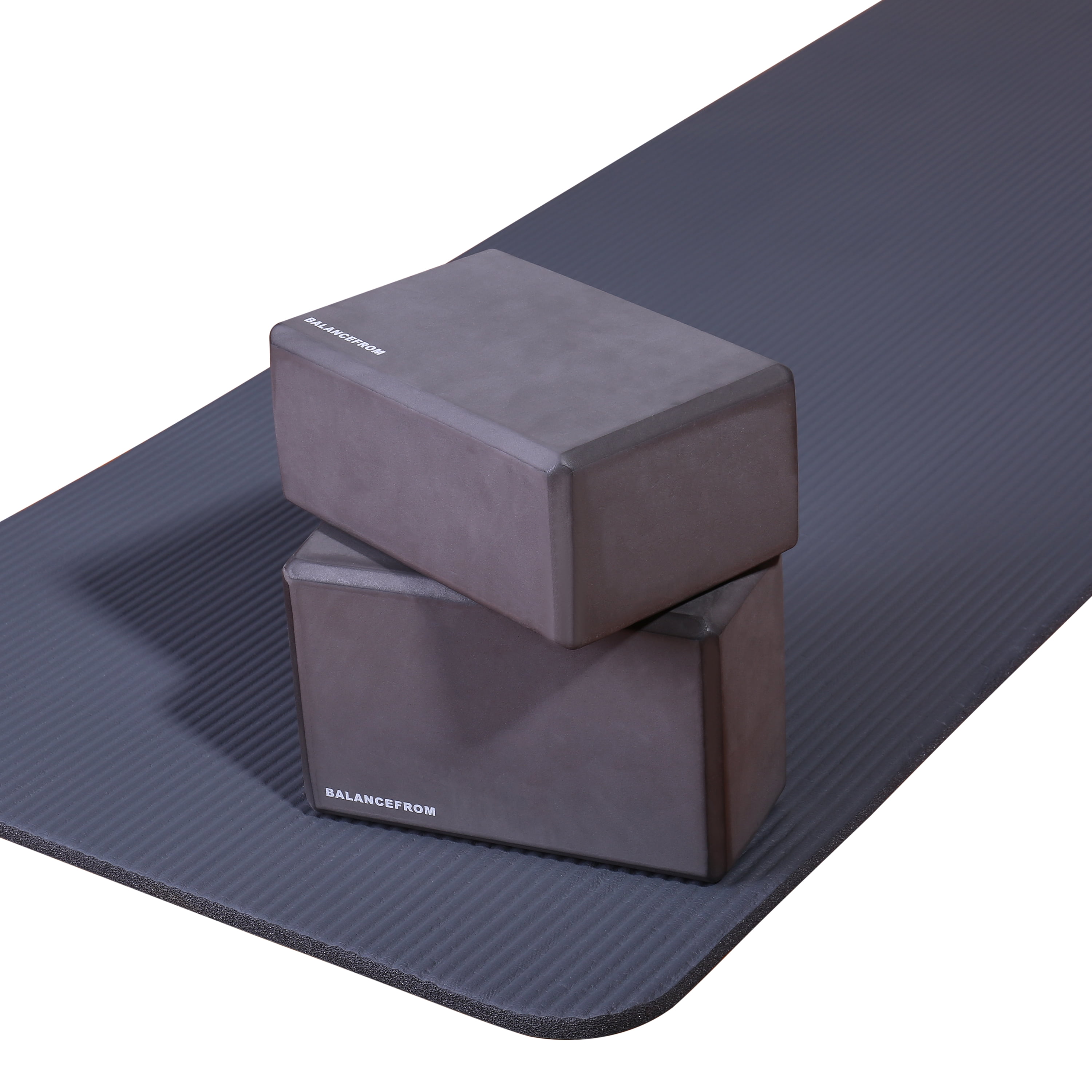 BalanceFrom All-Purpose 1/2 In. High Density Foam Exercise Yoga Mat Anti-Tear with Carrying Strap, Gray