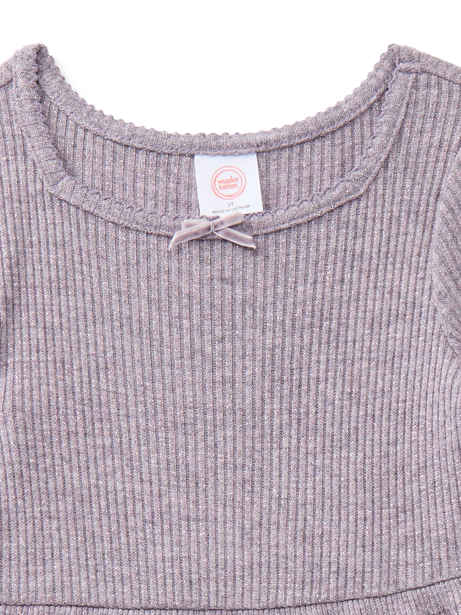 Wonder Nation Toddler Girls Square Neck Cozy Knit Dress, Sizes 12M-5T