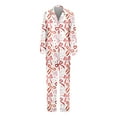 thumbnail image 4 of Women's Pajamas 2 Pieces Sets Soft Valentine Print Button Lapel Shirts Pants Sleepwear Outfit, 4 of 5