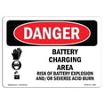 thumbnail image 1 of SignMission OS-DS-A-1218-L-1840 12 x 18 in. OSHA Danger Sign - Battery Charging Area Risks, 1 of 1