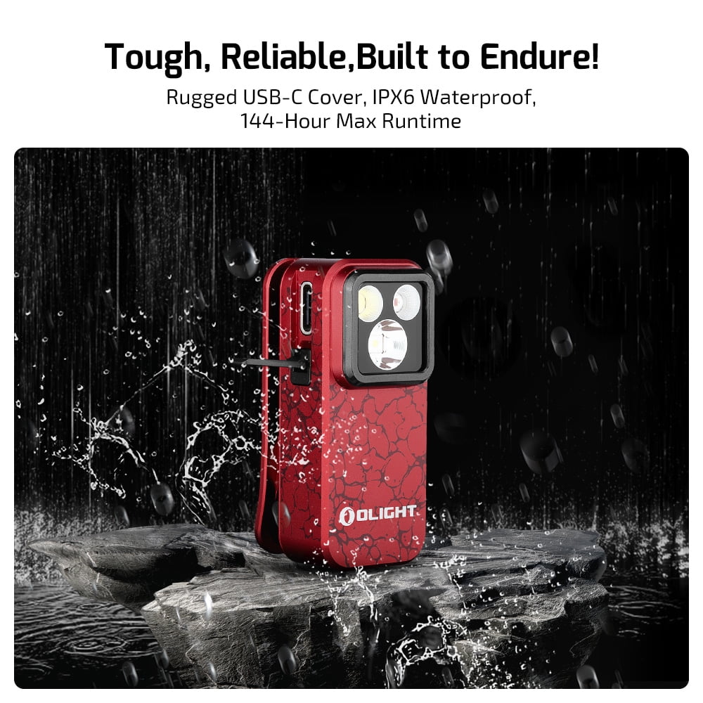 OLIGHT Oclip Pro EDC Flashlight Clip-on Light, Rechargeable 500 Lumens with Three Lighting Solutions Type-C Charging, Magnetic Flash Lights for Outdoor or Indoor Use(Molten Lava)
