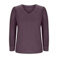 thumbnail image 5 of Ltctricy Women's T Shirts Trendy V Neck Lace Hollow out Lantern Long Sleeve Ribbed Knit Tunic Tops Casual Loose Tee Blouses(Purple,XX-Large), 5 of 6