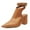 Camel, variant on FSJ Women Chic Pointed Closed Toe Chunky High Heel Sandals Cross Buckled Ankle Strap Backless Booties Wedding Party Shoes Size 8 Cream Matte