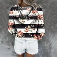 thumbnail image 4 of jsaierl Floral Print Hoodies for Women Striped Button Up Drawstring Sweatshirt Long Sleeve Casual Pullover Trendy Gradient Blouse Top, 4 of 6