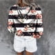 thumbnail image 4 of Blusa de manga larga con bolsillo estampado a la moda para mujer, blusas informales, sudaderas con botones Pompotops FGAJ17447, 4 of 6