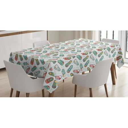 

Floral Tablecloth Little Girl Shoes with Flower Motifs Rectangle Satin Table Cover Accent for Dining Room and Kitchen 52 X 70 White Multicolor by Ambesonne