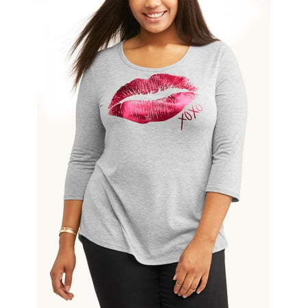 Juniors' Plus Criss Cross Back Graphic Tee