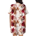 thumbnail image 3 of Naloa Lilies Flowers Women's Short-Sleeved Pajama Set, Loungewear, Summer pajamas, Breathable Cozy - Small, 3 of 9