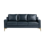 Serta Hemsworth Mid-Century Modern Style Sofa, Navy Blue Faux Leather