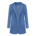 thumbnail image 3 of Women Solid Open Front Pockets Cardigan Formal Suit Long Sleeve Blouse Coat, 3 of 6