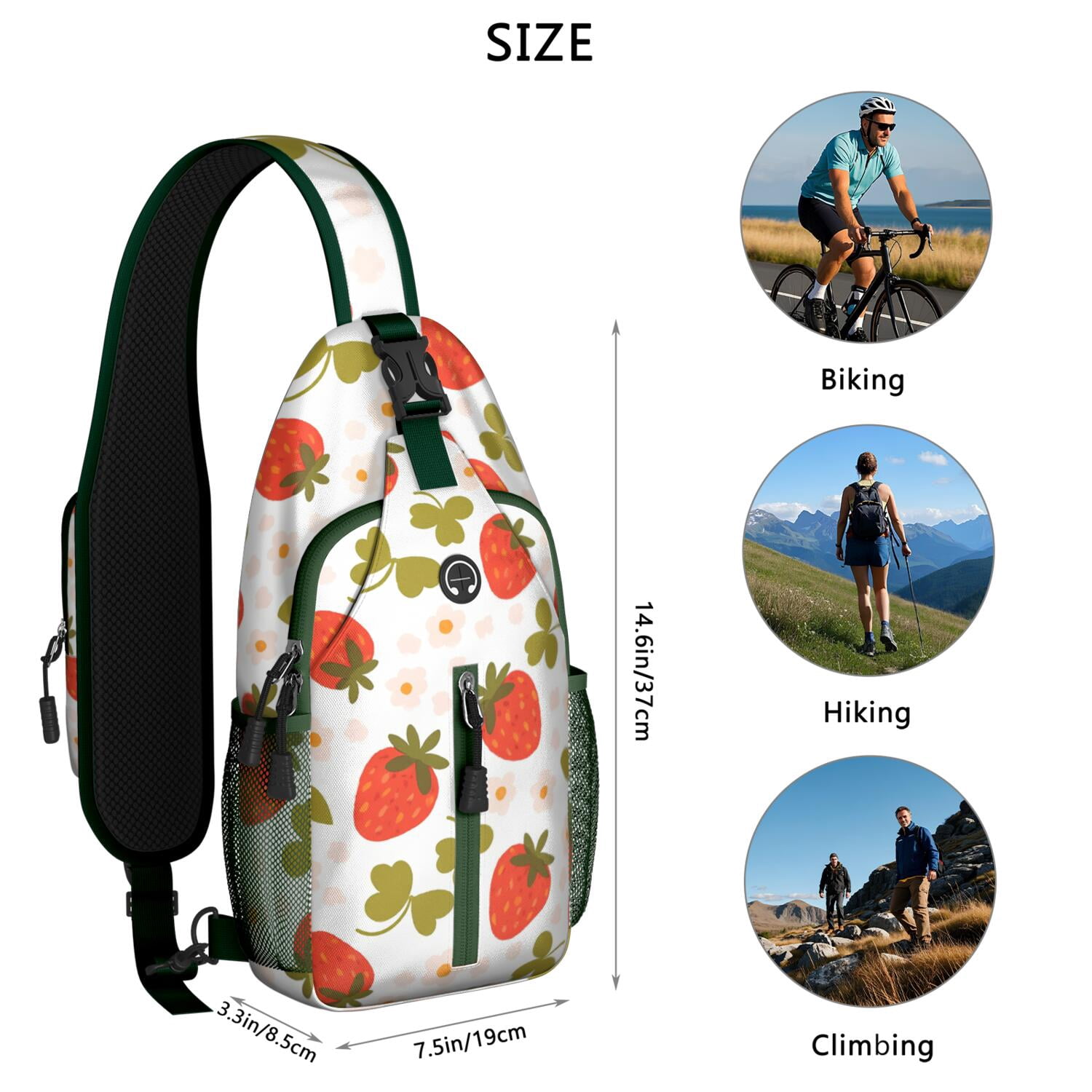 Crossbody Sling Bag Strawberry Travel Sling Bag Casual Bag for Men Women