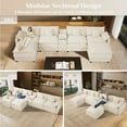 thumbnail image 6 of Wiilayok 145" U Shaped Sectional Sofa,Chenille Cloud Modular Sectional Sofa Couch Set with Double Chaise,Central Console,Cup Holder for Living Room,Beige, 6 of 9
