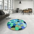 thumbnail image 4 of Ahgly Company Tapis Rond Lavable en Machine Intérieur Transitionnel Turquoise Vert, 7 Pieds Rond, 4 of 7
