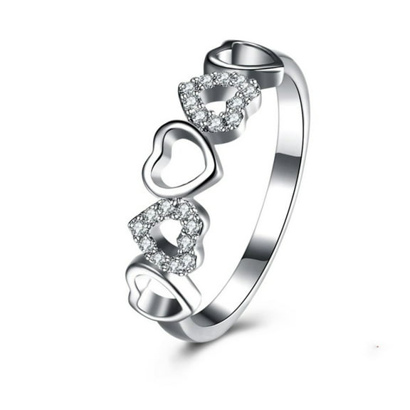 Hearts Anniversary Wedding Band Ring Sterling Silver Cz Women Ginger Lyne Collection 8