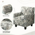 thumbnail image 5 of Modern Armchair with Thick Padding Seat, Accent Armchair Living Room Chair, Upholstered Linen Fabric Club Chair with Solid Wood Legs, Single Sofa, Office Guest Chair for Living Room, Flower, 5 of 7