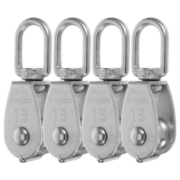 VERDANVERSE 4 Pcs Rope Pulley System Single Pulley Block Stainless Steel Silver For Industrial Environments