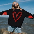 thumbnail image 3 of Sudadera KVADN de manga larga con estampado de corazones de San Valentín para mujer, 3 of 6