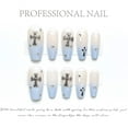 thumbnail image 5 of ADITYSHOP - Handmade Azure & Argent Cross Press-On Nails Small Blue Chrome Cross, Kit included, 5 of 11